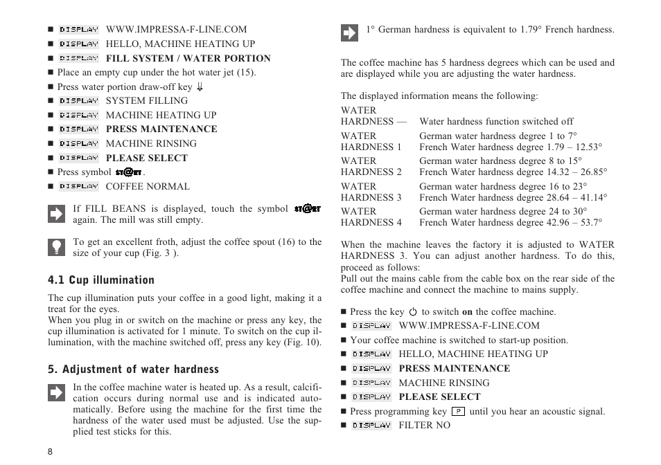 Jura Capresso impressa F90/F9 User Manual | Page 8 / 24
