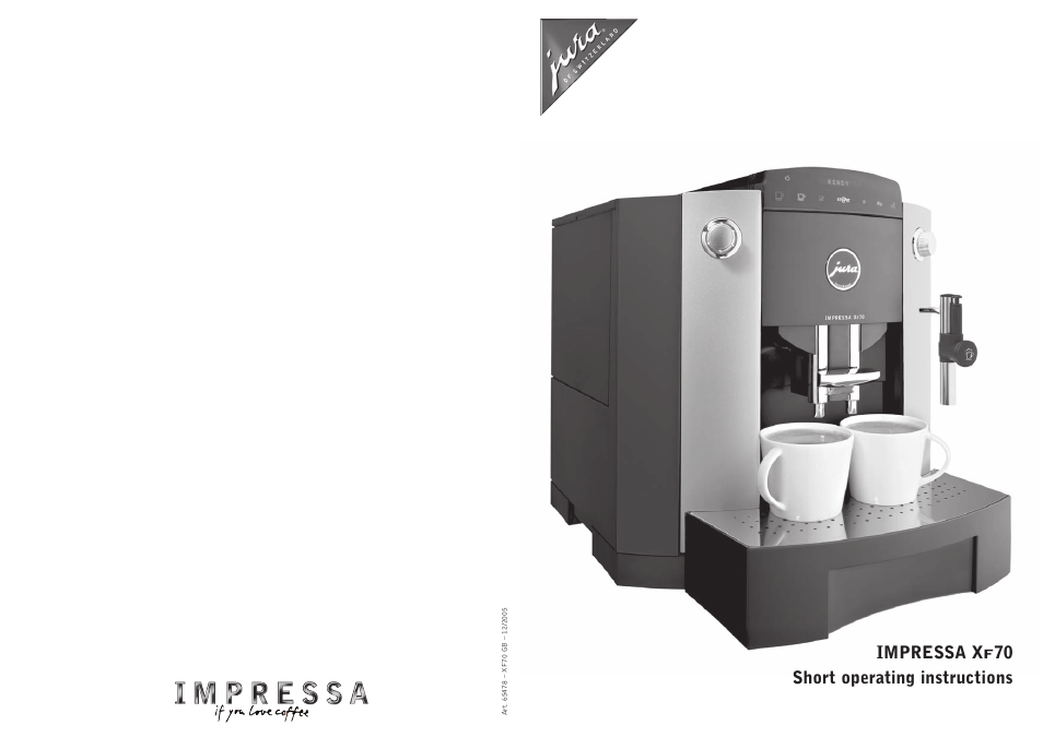 Jura Capresso Xf70 User Manual | 6 pages