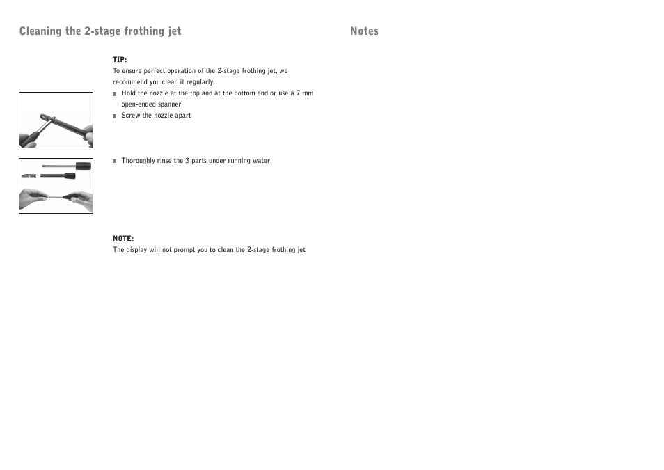 Cleaning the 2-stage frothing jet | Jura Capresso Xf70 User Manual | Page 6 / 6