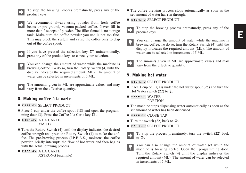 Jura Capresso IMPRESSA S9/S7 User Manual | Page 11 / 28