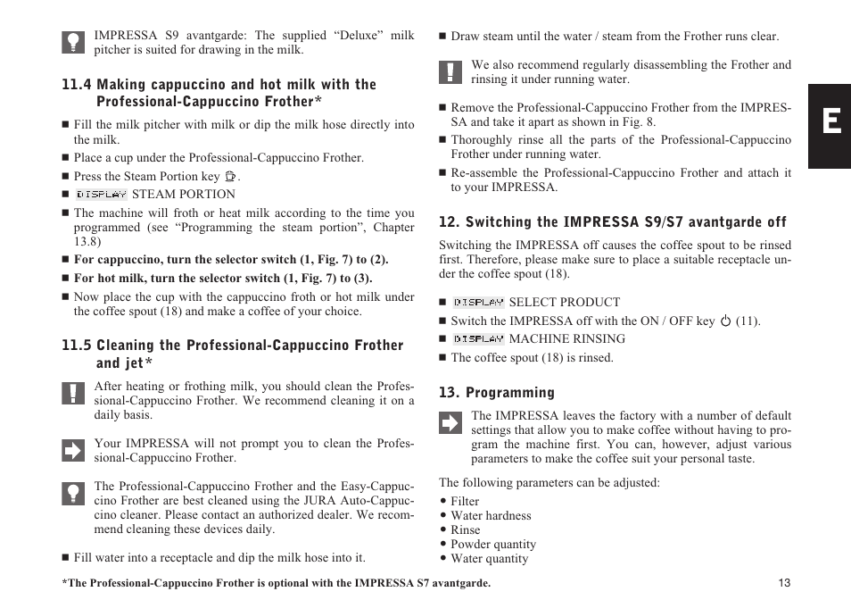 Jura Capresso IMPRESSA S9/S7 User Manual | Page 13 / 28