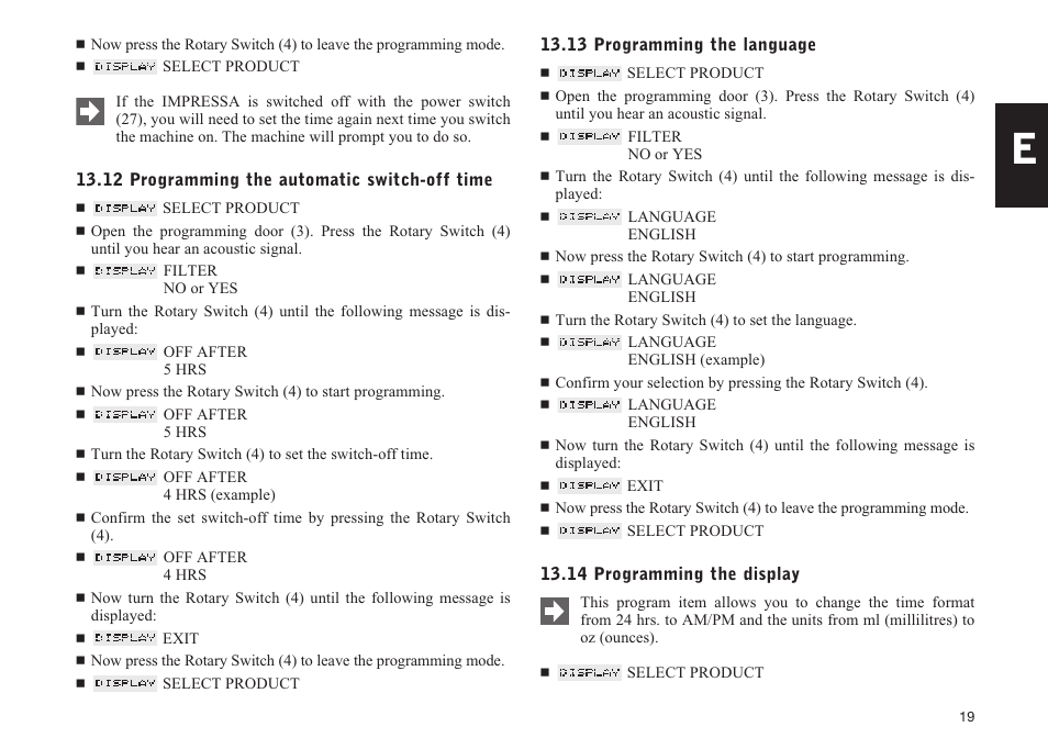 Jura Capresso IMPRESSA S9/S7 User Manual | Page 19 / 28