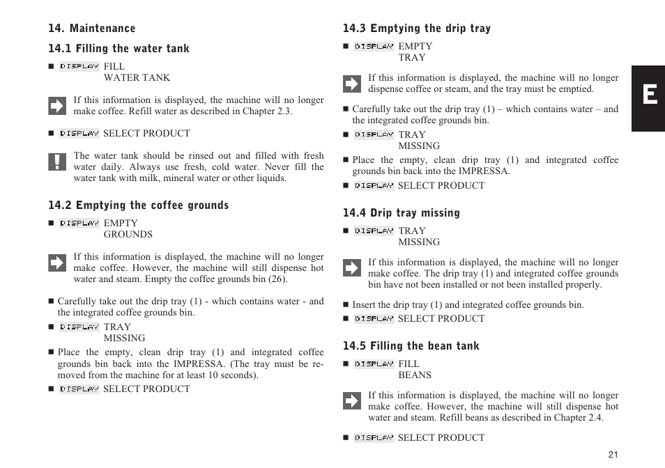 Jura Capresso IMPRESSA S9/S7 User Manual | Page 21 / 28