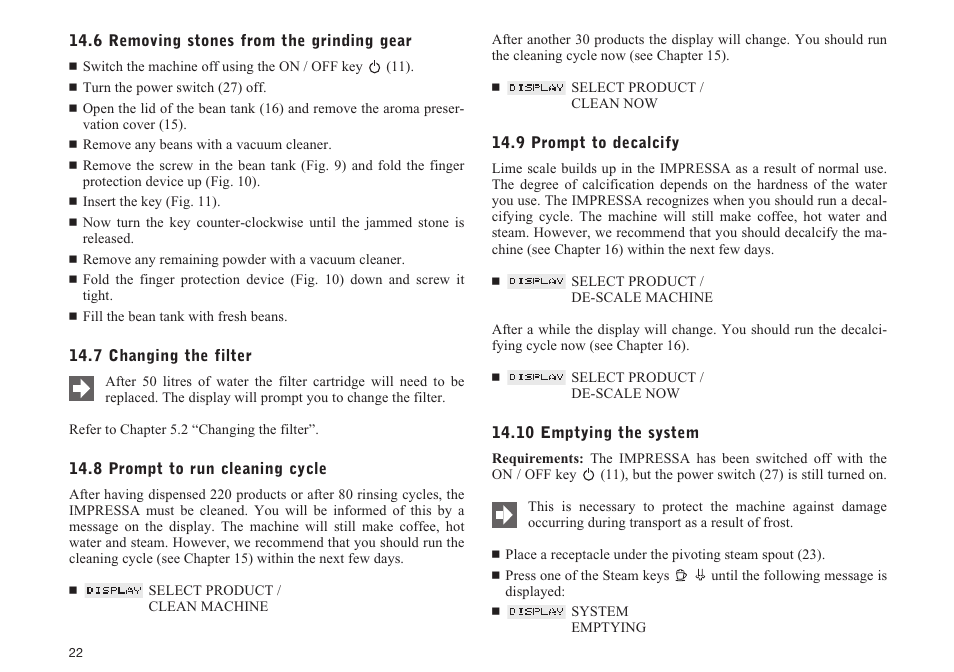 Jura Capresso IMPRESSA S9/S7 User Manual | Page 22 / 28