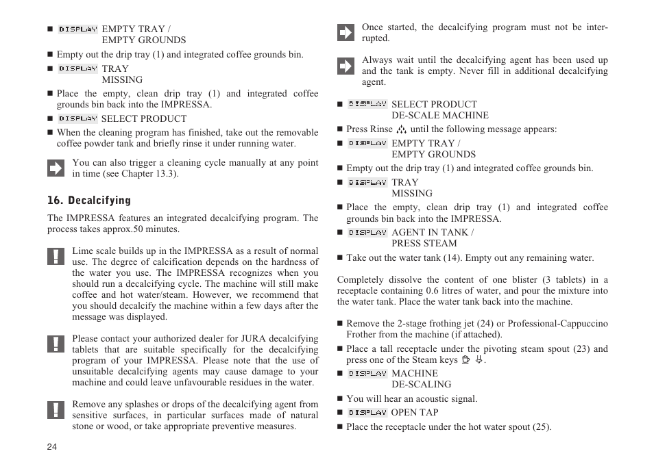 Jura Capresso IMPRESSA S9/S7 User Manual | Page 24 / 28