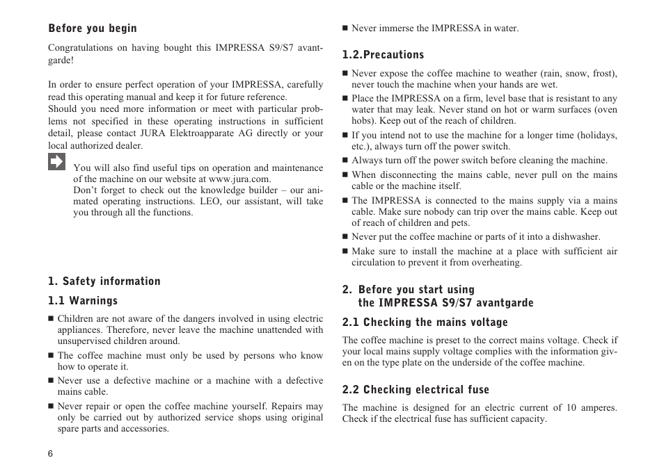 Jura Capresso IMPRESSA S9/S7 User Manual | Page 6 / 28