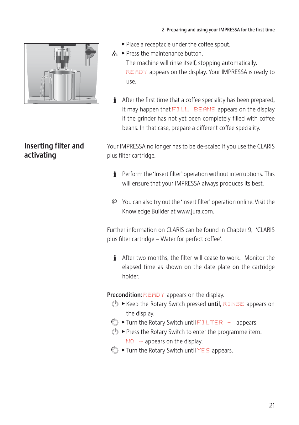 Jura Capresso IMPRESSA J5 User Manual | Page 21 / 104