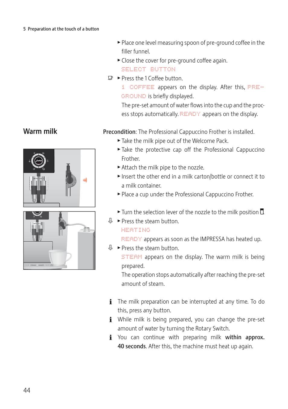 Jura Capresso IMPRESSA J5 User Manual | Page 44 / 104
