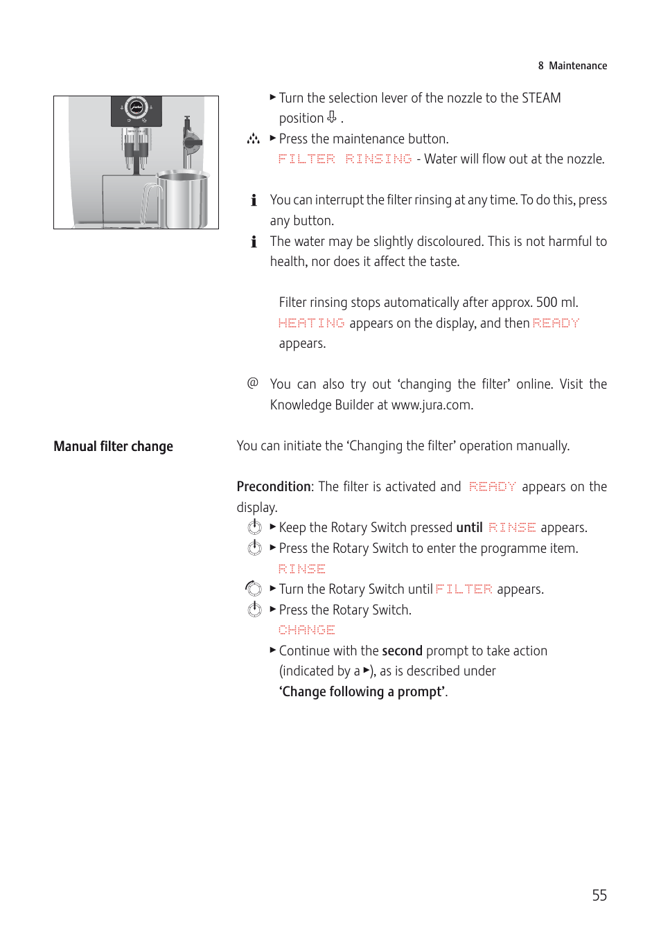 Jura Capresso IMPRESSA J5 User Manual | Page 55 / 104