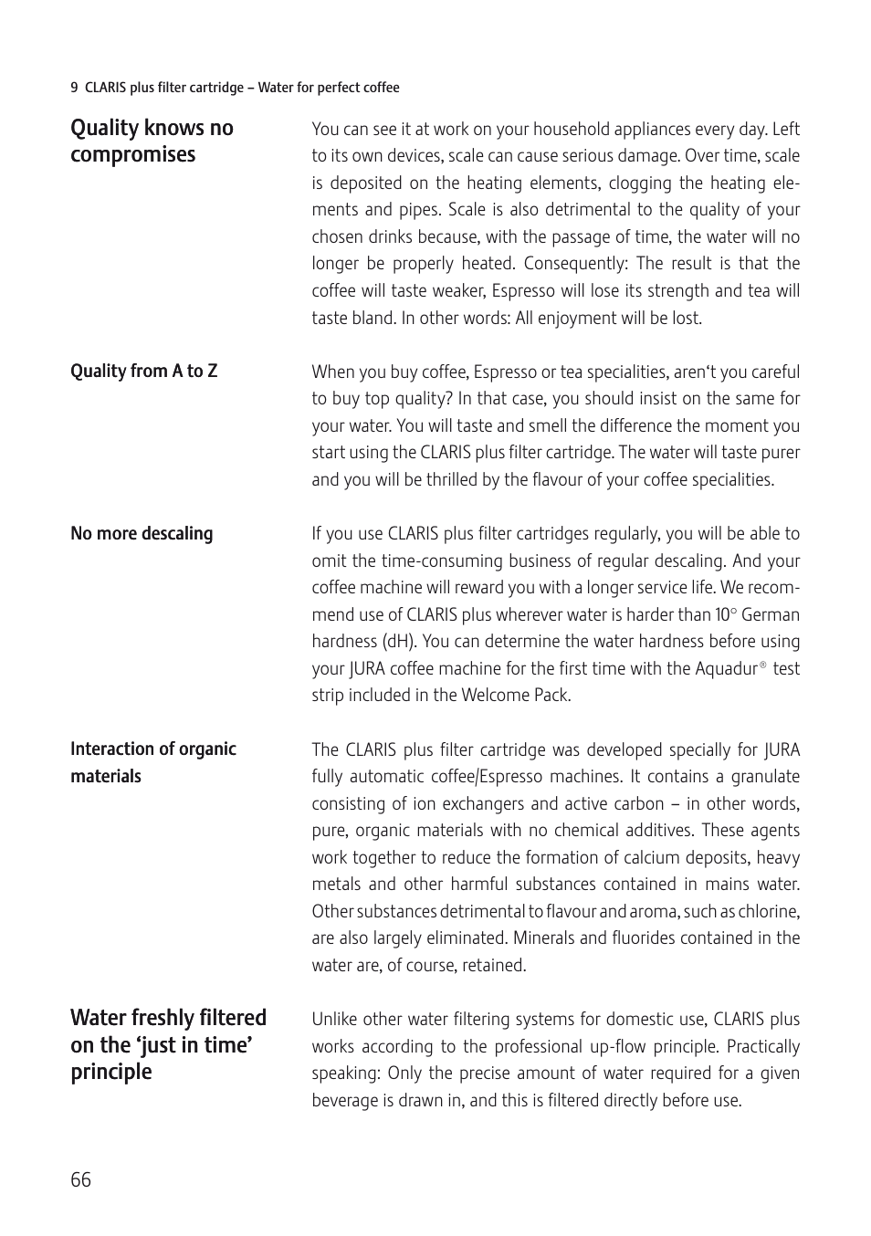 Quality knows no compromises | Jura Capresso IMPRESSA J5 User Manual | Page 66 / 104