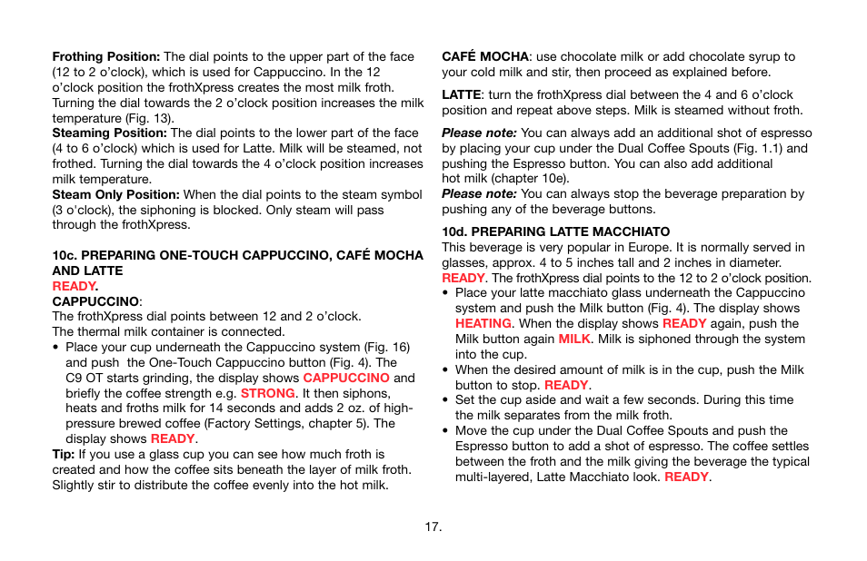 Jura Capresso IMPRESSA C9 User Manual | Page 17 / 32