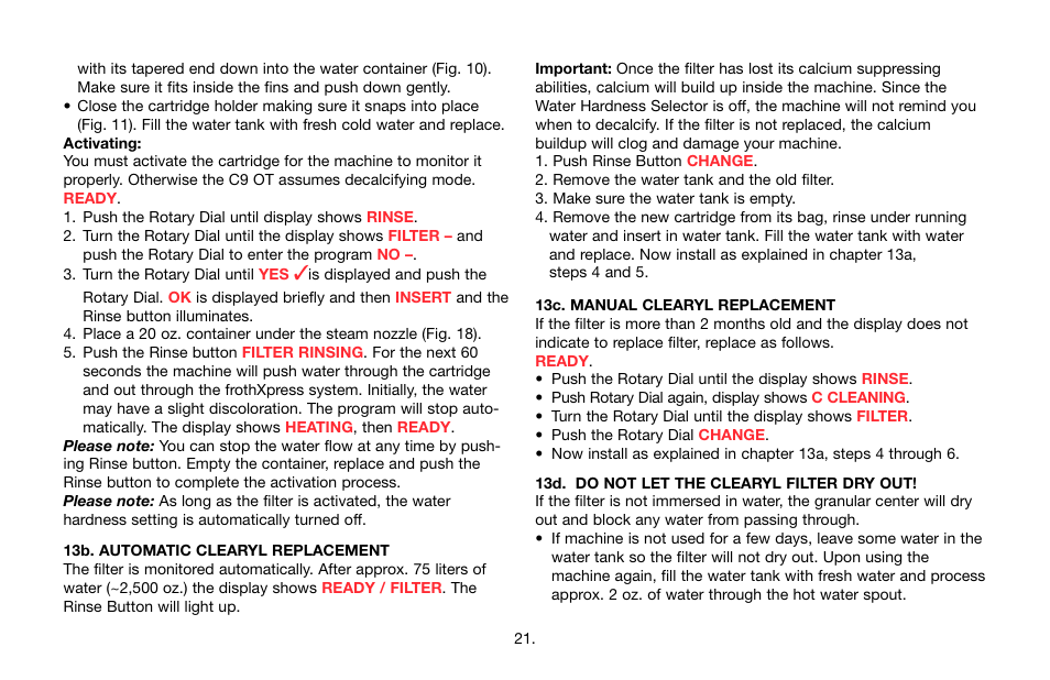 Jura Capresso IMPRESSA C9 User Manual | Page 21 / 32