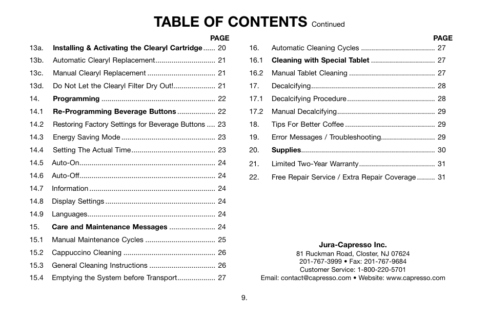 Jura Capresso IMPRESSA C9 User Manual | Page 9 / 32