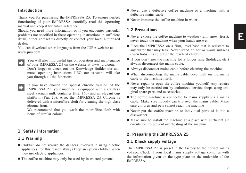Jura Capresso IMPRESSA Z5 User Manual | Page 7 / 37
