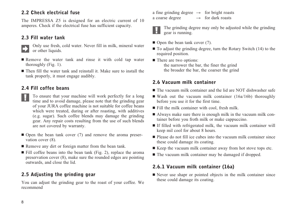 Jura Capresso IMPRESSA Z5 User Manual | Page 8 / 37