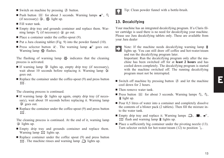 Jura Capresso E30 User Manual | Page 13 / 17
