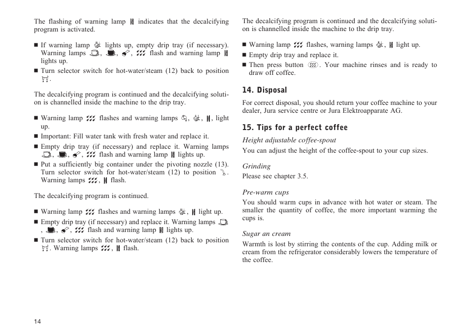 Jura Capresso E30 User Manual | Page 14 / 17