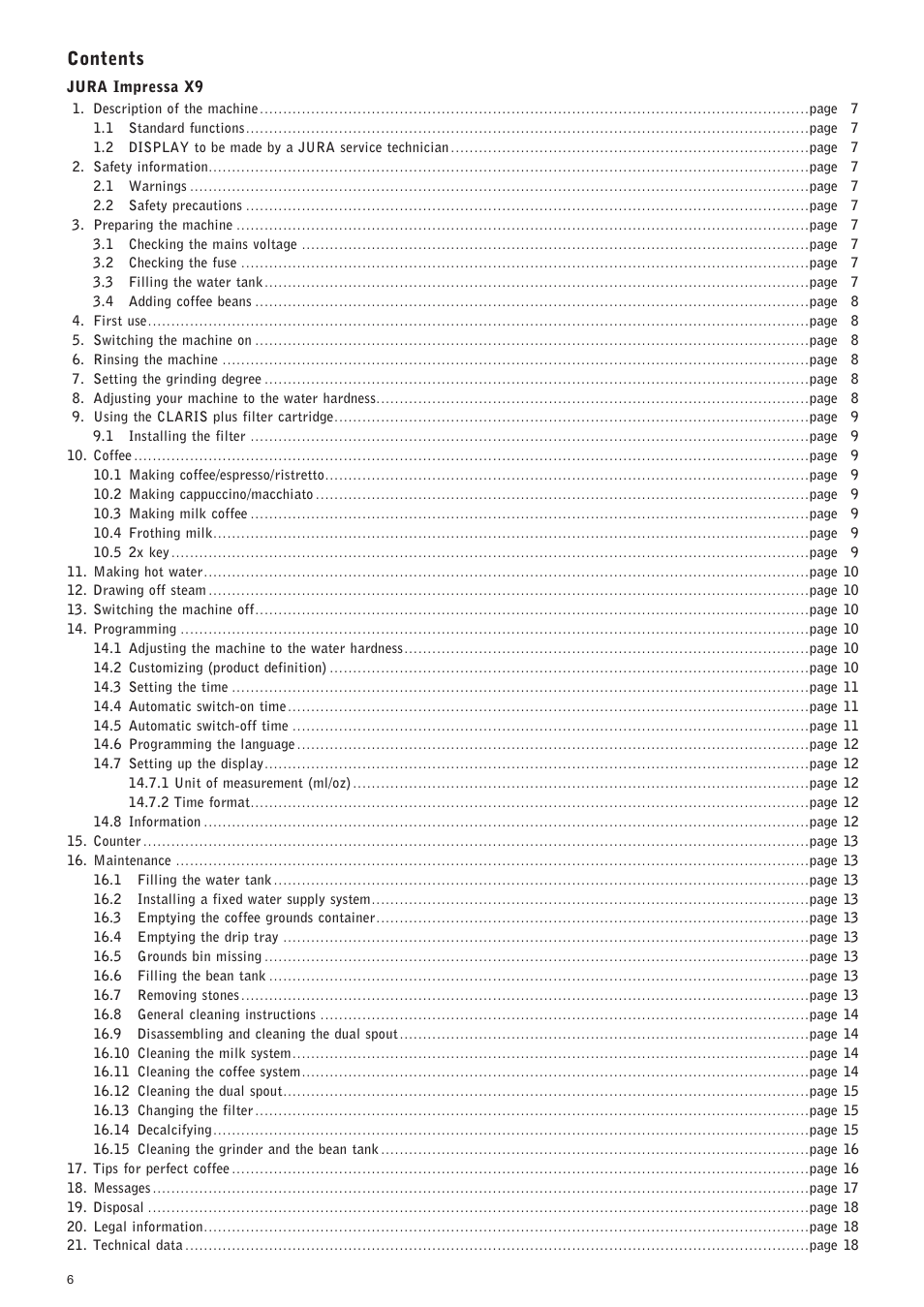 Jura Capresso IMPRESSA X9 User Manual | Page 6 / 18