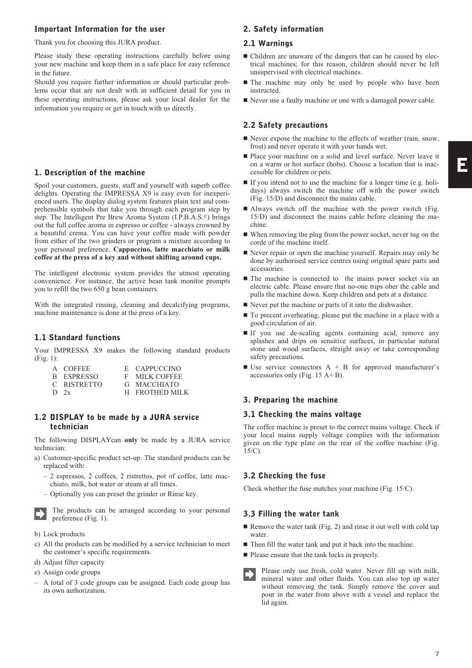 Jura Capresso IMPRESSA X9 User Manual | Page 7 / 18