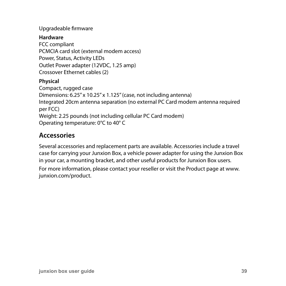 Accessories | Junxion Box JB-110B User Manual | Page 39 / 48