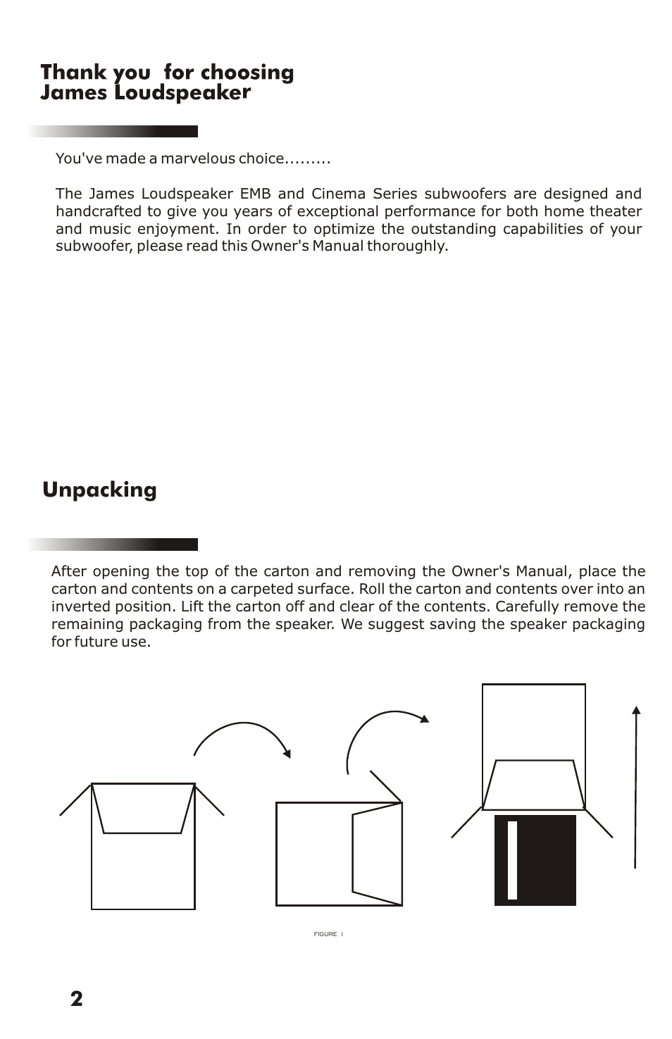 Unpacking | James Loudspeakers EMB User Manual | Page 3 / 11