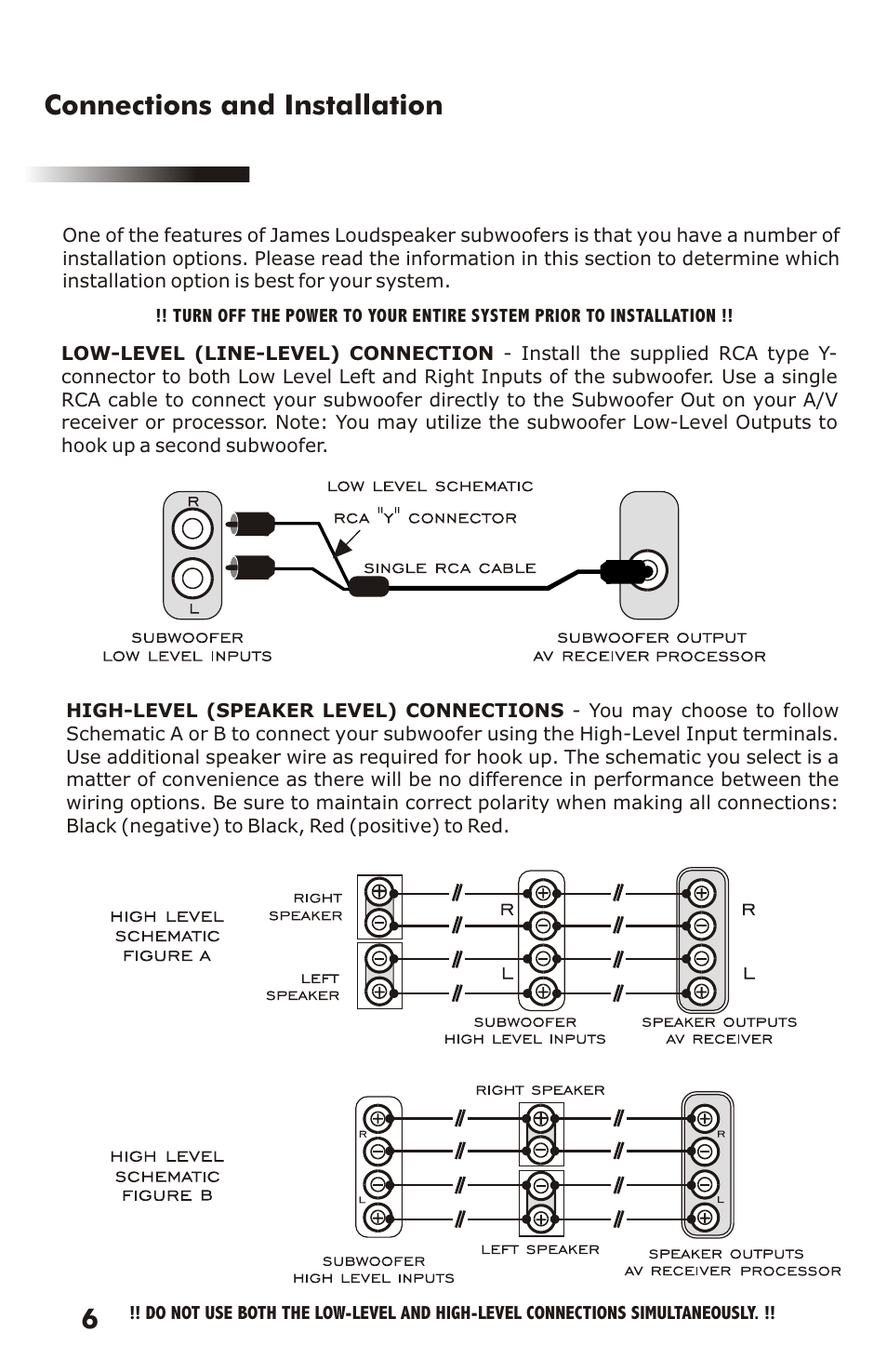 Connections and installation | James Loudspeakers EMB User Manual | Page 7 / 11