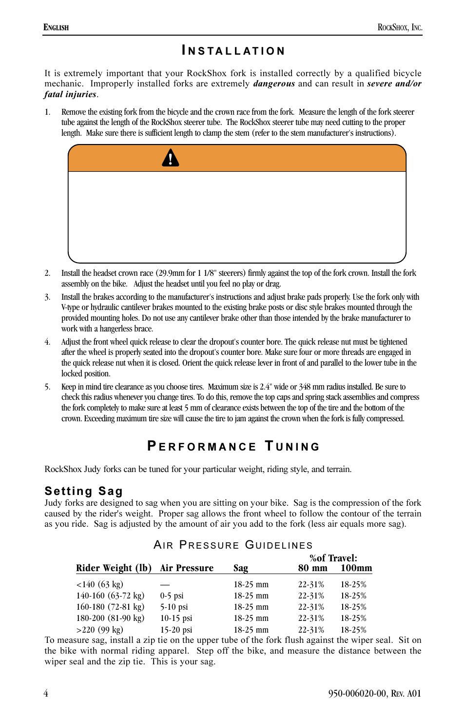 Setting sag | JUDY CRAFT SL User Manual | Page 4 / 9