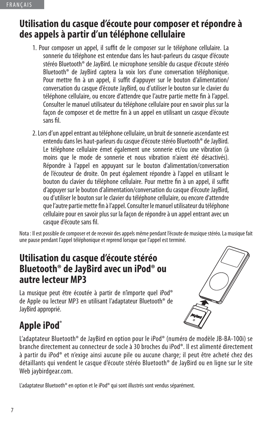Apple ipod | JayBird BLUETOOTH HEADPHONES JB200 User Manual | Page 28 / 82