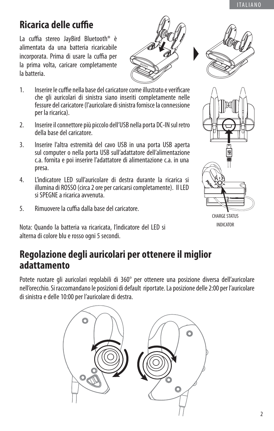 Ricarica delle cuffi e | JayBird BLUETOOTH HEADPHONES JB200 User Manual | Page 55 / 82