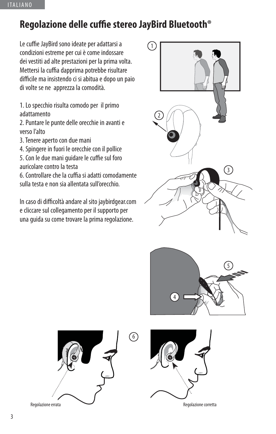 Regolazione delle cuffi e stereo jaybird bluetooth | JayBird BLUETOOTH HEADPHONES JB200 User Manual | Page 56 / 82