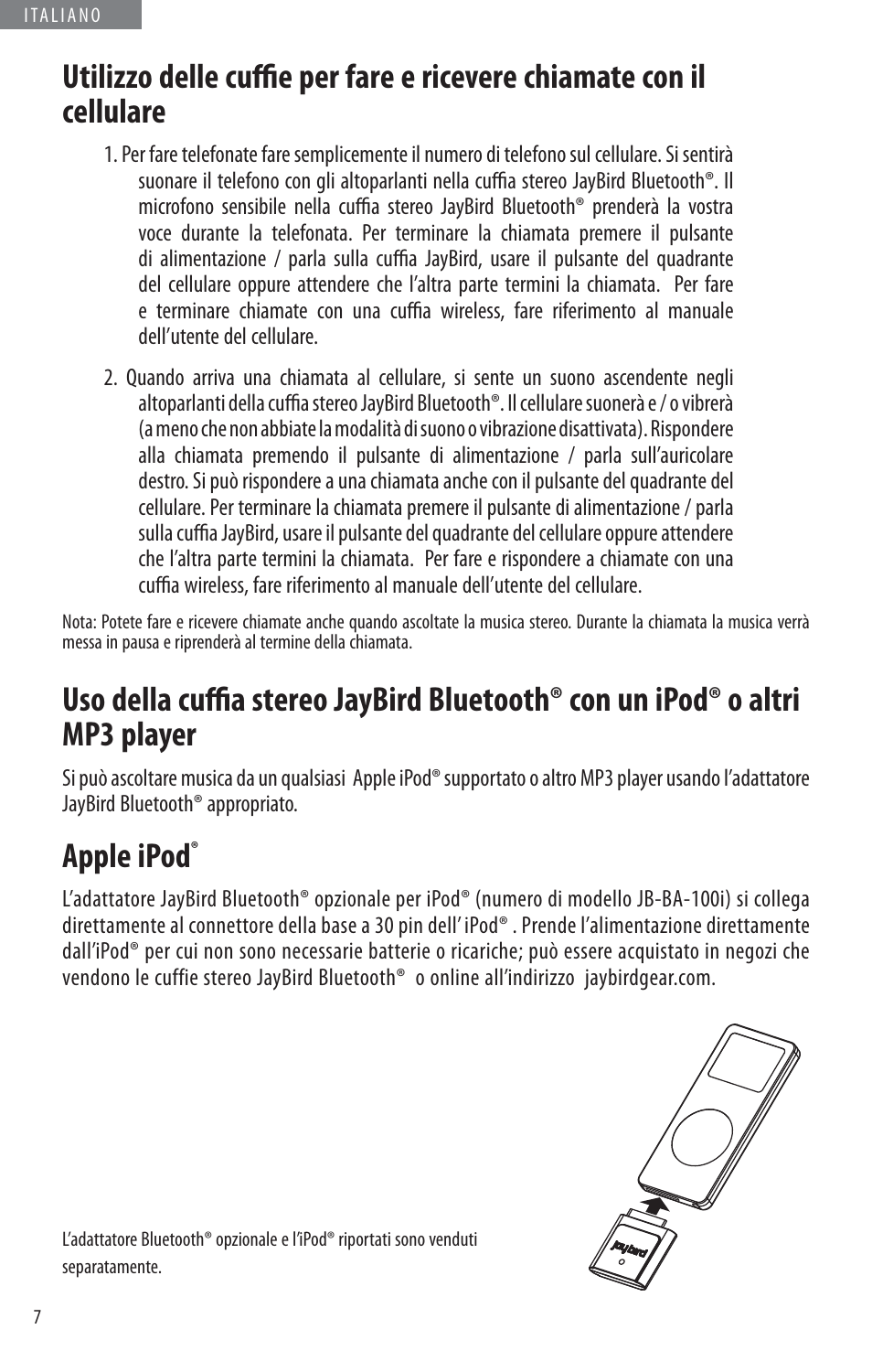 Apple ipod | JayBird BLUETOOTH HEADPHONES JB200 User Manual | Page 60 / 82