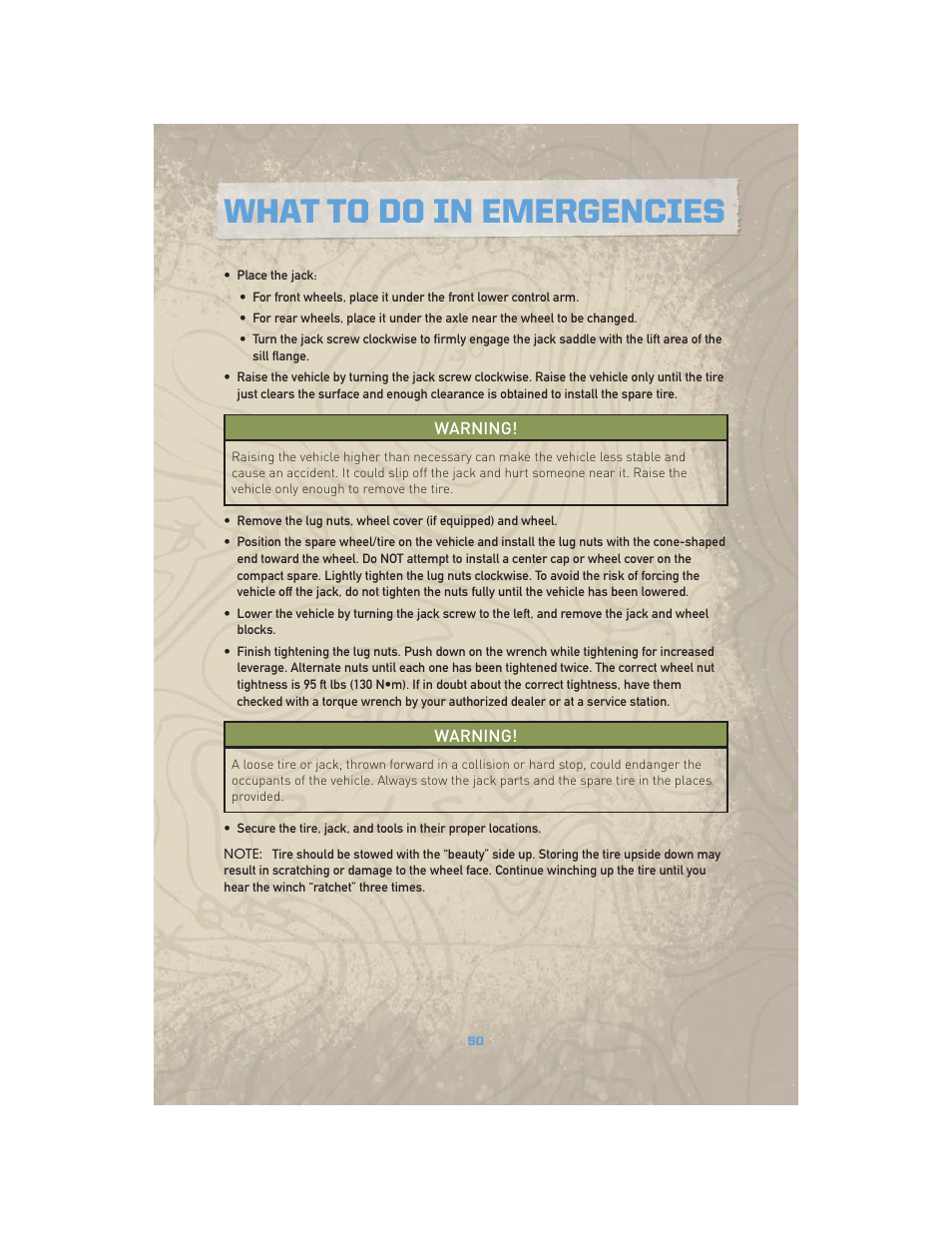 What to do in emergencies | Jeep COMMANDER 2010 User Manual | Page 52 / 78