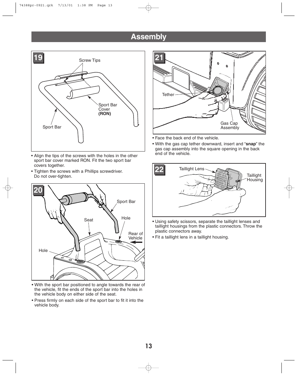 Assembly | Jeep 74383 User Manual | Page 13 / 28
