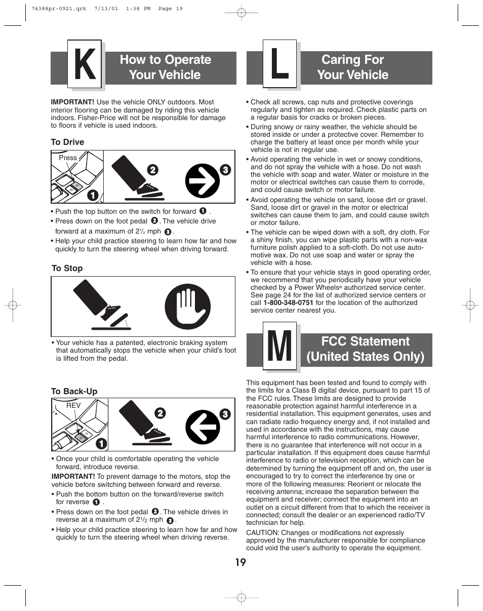 Fcc statement (united states only) | Jeep 74383 User Manual | Page 19 / 28