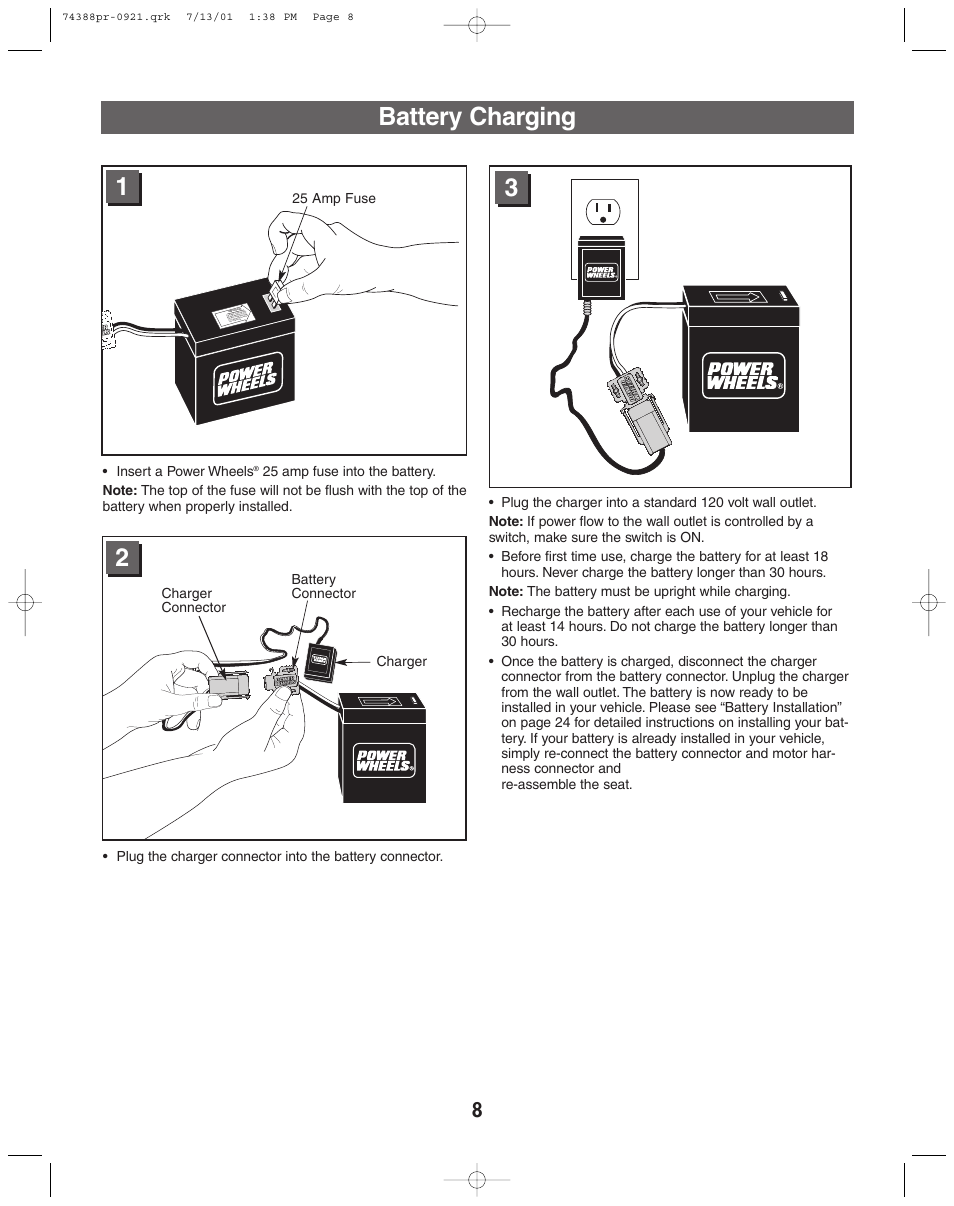 Battery charging | Jeep 74383 User Manual | Page 8 / 28