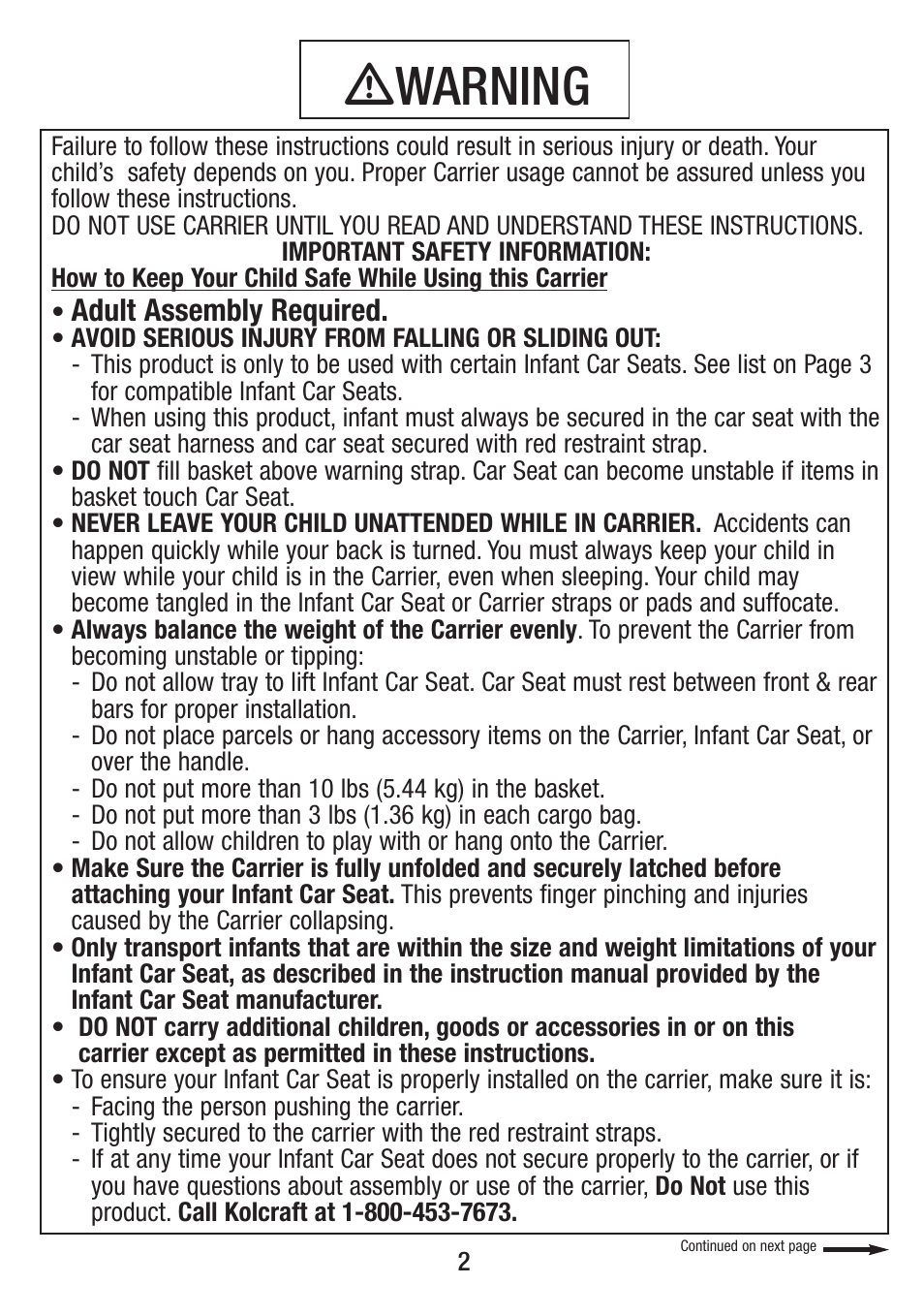 Ƽwarning | Jeep VIL001-R1 User Manual | Page 2 / 24