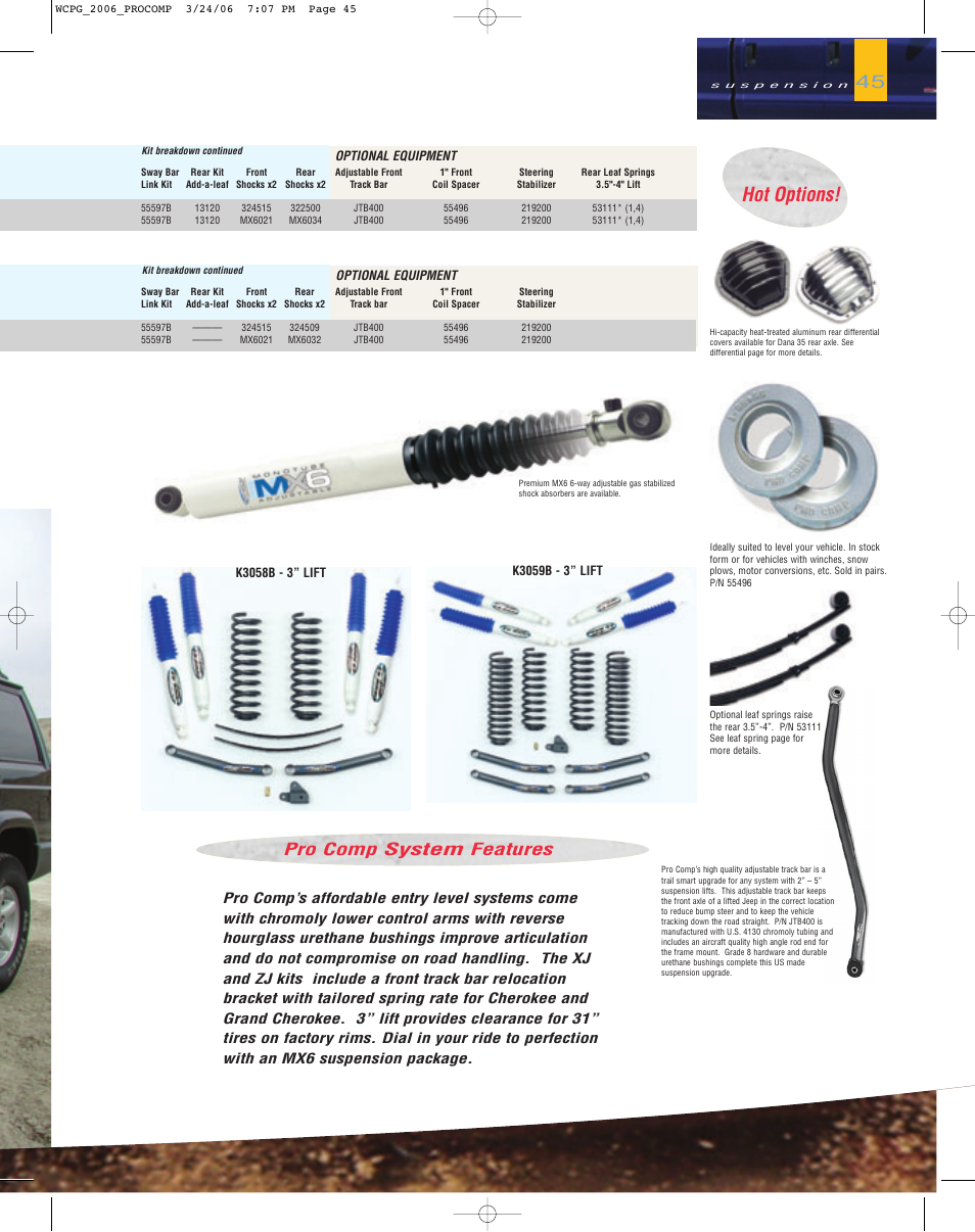 Hot options, Pro comp system features | Jeep 2WD User Manual | Page 6 / 6