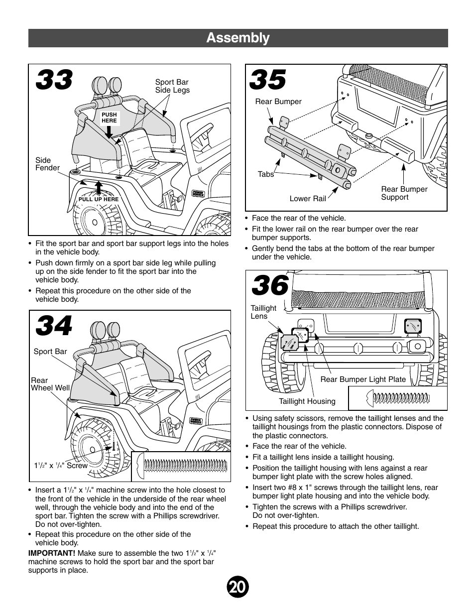 Assembly | Jeep 75598 User Manual | Page 20 / 36