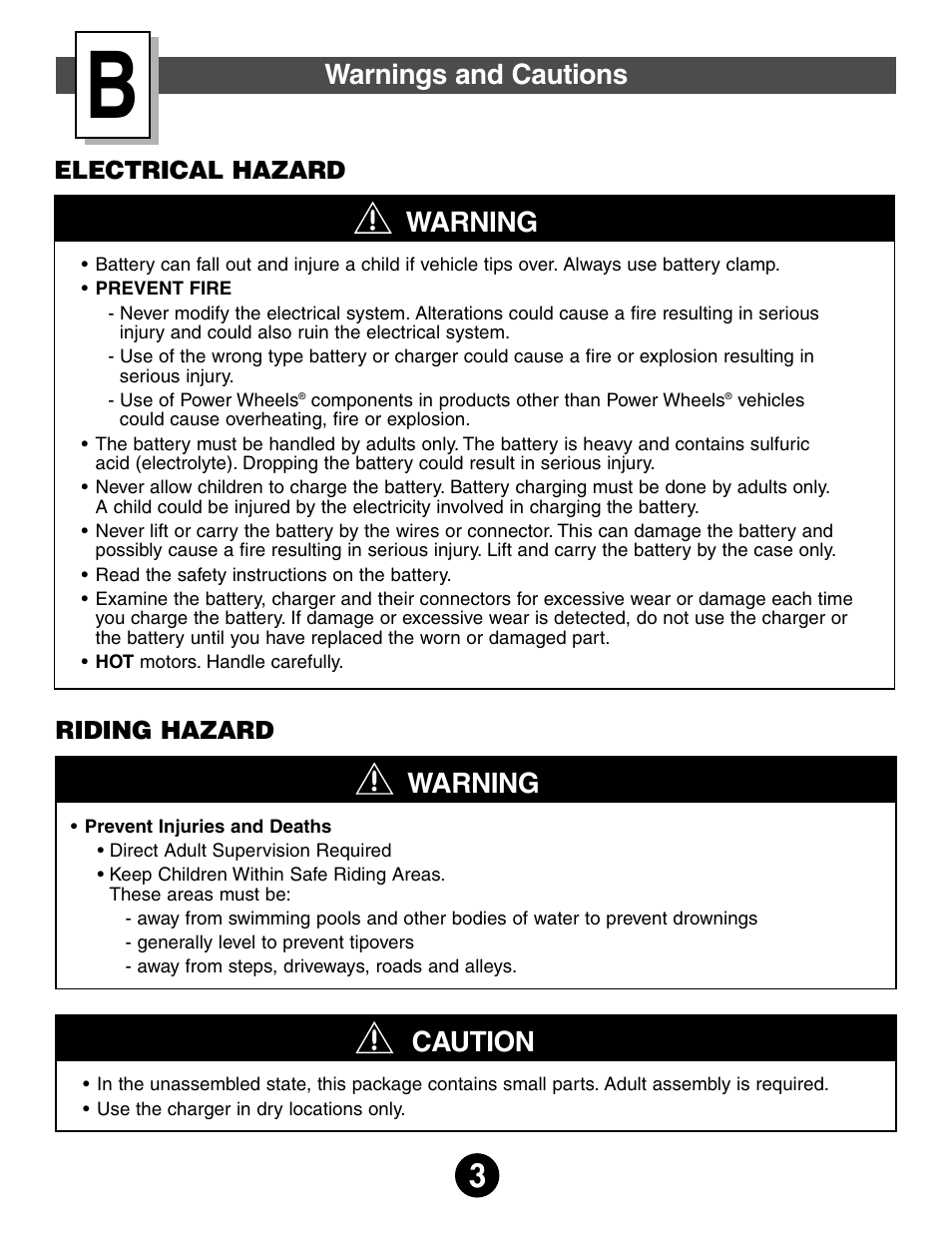 Warnings and cautions, Caution, Warning | Jeep 75598 User Manual | Page 3 / 36