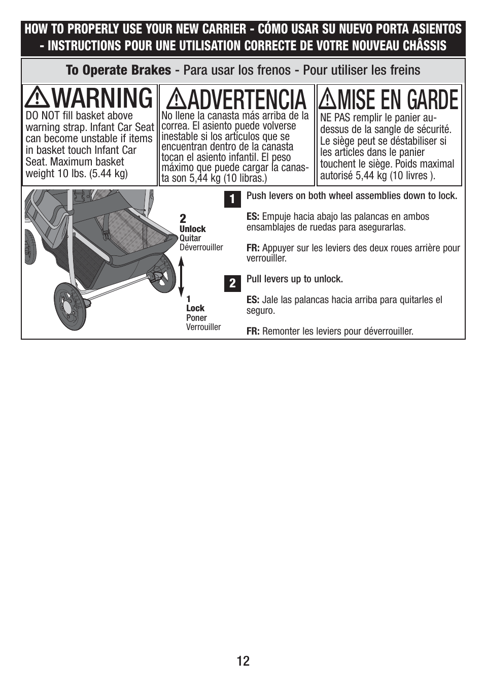 Ƽmise en garde, Ƽwarning, Ƽadvertencia | Jeep UNIVERSAL CRUISER VIL001-R1 User Manual | Page 12 / 24