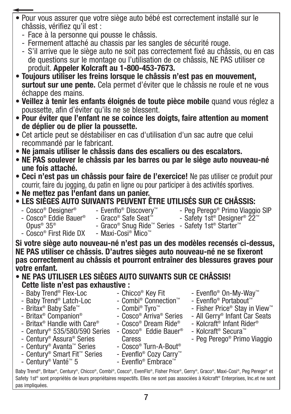 Evenflo, Discovery, Graco | Safe seat, Snug ride, Series - maxi-cosi, Mico, Cosco, Designer, Eddie bauer | Jeep UNIVERSAL CRUISER VIL001-R1 User Manual | Page 7 / 24