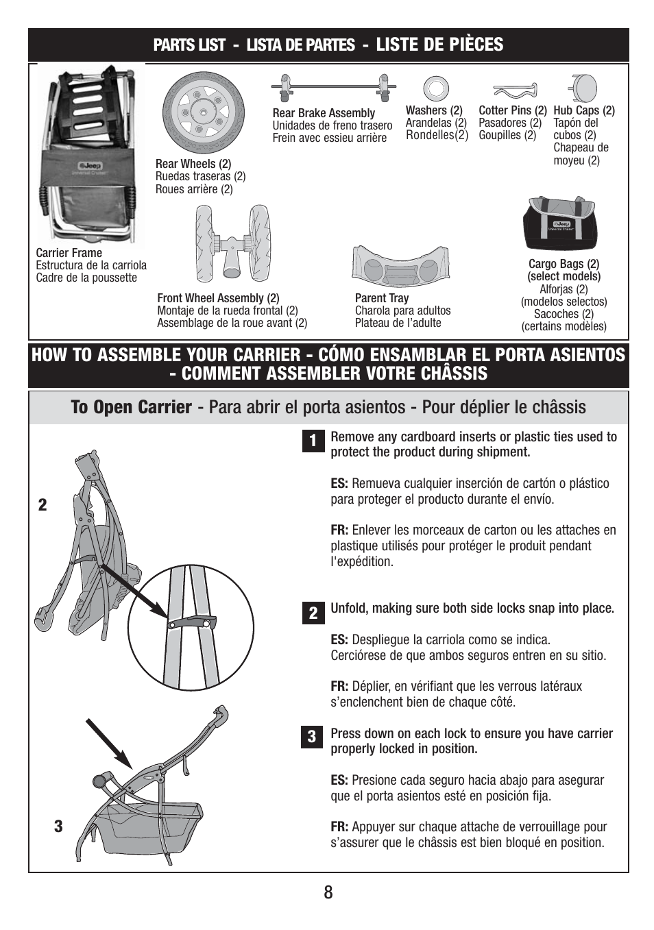 Parts list - lista de partes | Jeep UNIVERSAL CRUISER VIL001-R1 User Manual | Page 8 / 24