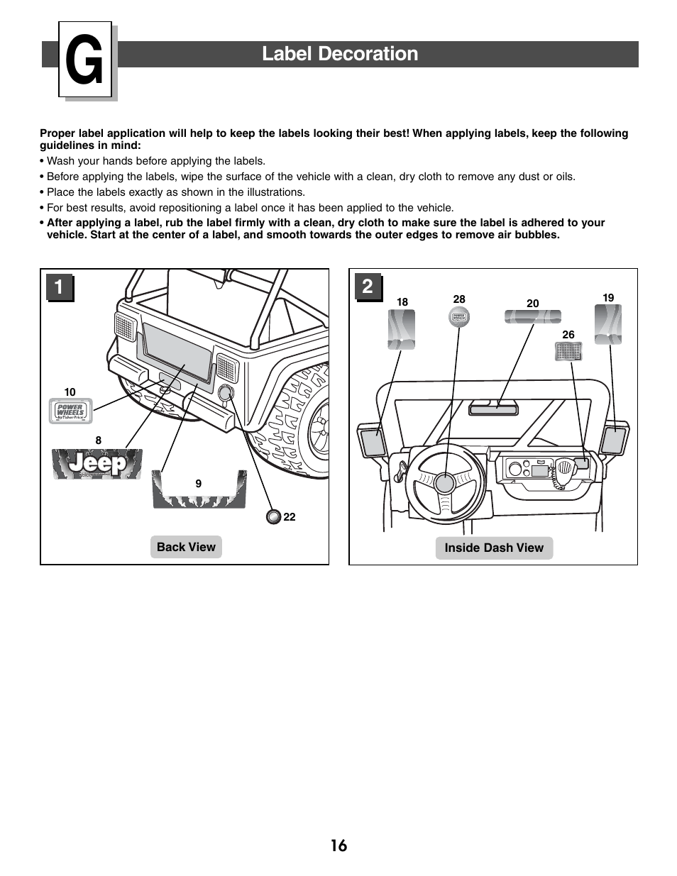 Label decoration | Jeep WRANGLER B7659 User Manual | Page 16 / 28
