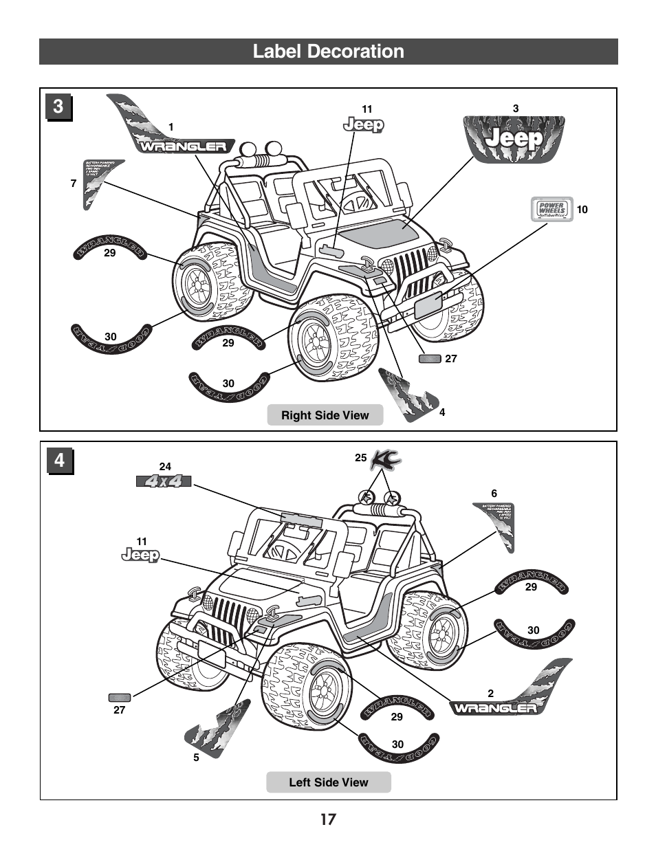 Label decoration | Jeep WRANGLER B7659 User Manual | Page 17 / 28