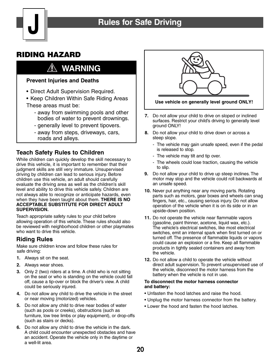 Rules for safe driving, Warning, Riding hazard | Jeep WRANGLER B7659 User Manual | Page 20 / 28