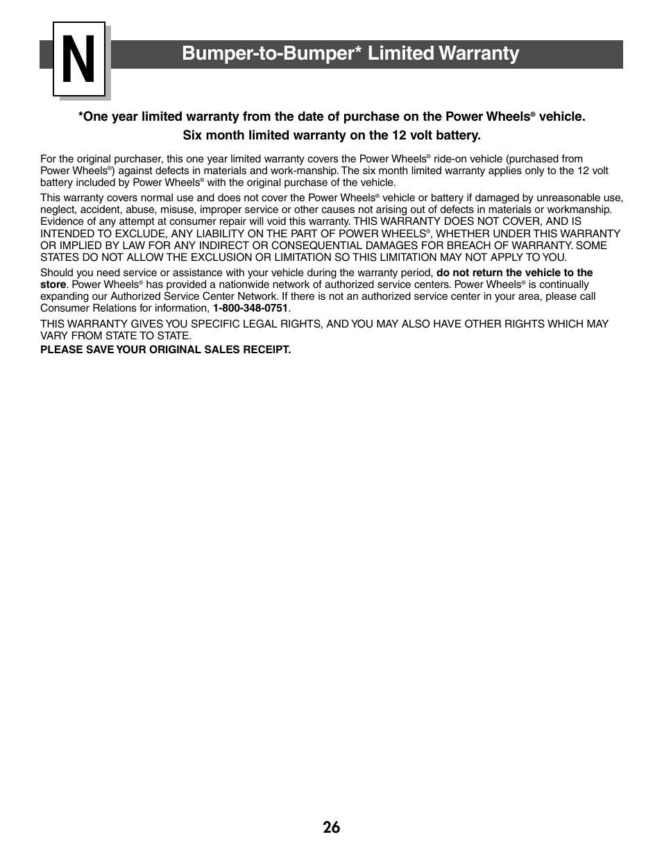 Bumper-to-bumper* limited warranty | Jeep WRANGLER B7659 User Manual | Page 26 / 28