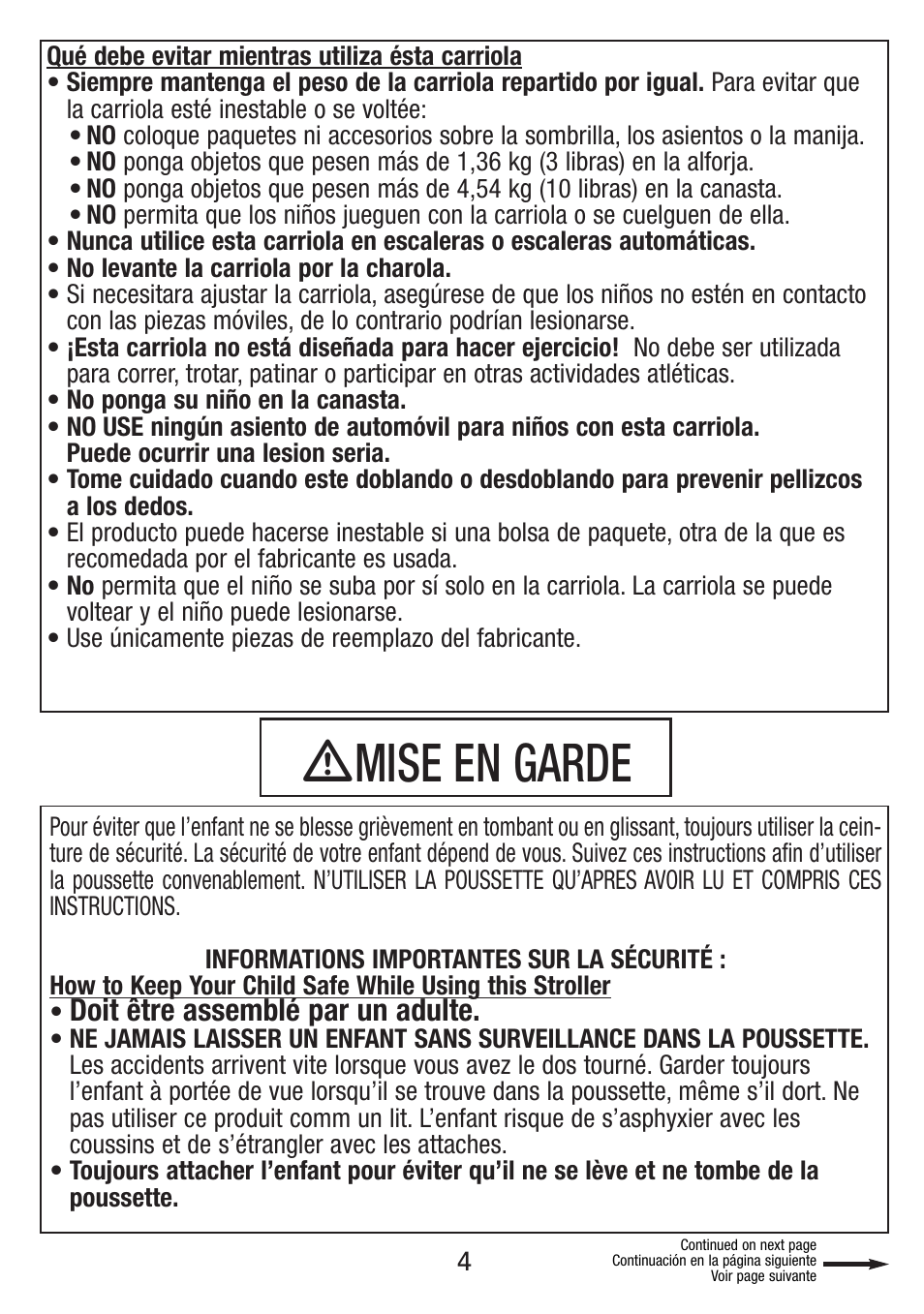 Ƽmise en garde, Doit être assemblé par un adulte | Jeep S51J-T-R2 User Manual | Page 4 / 20
