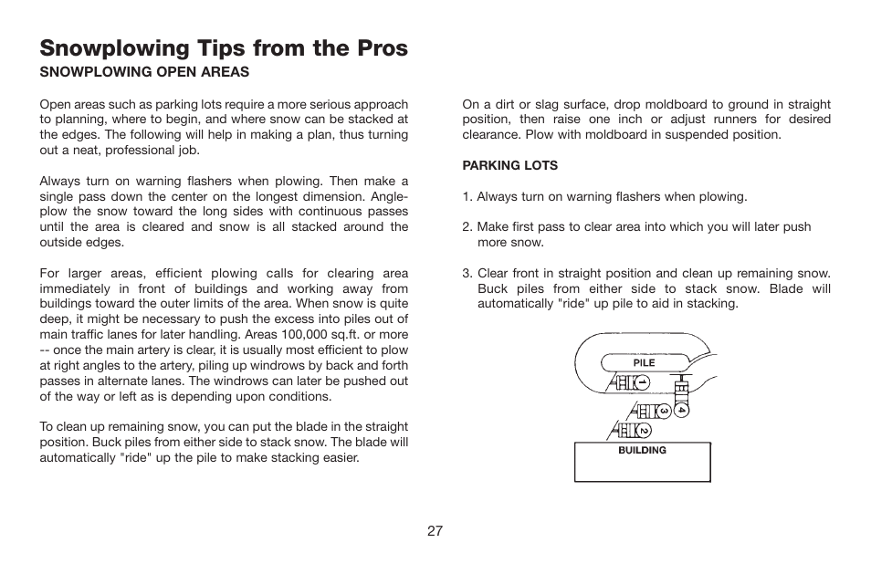 Snowplowing tips from the pros | Jeep E-60 User Manual | Page 28 / 42