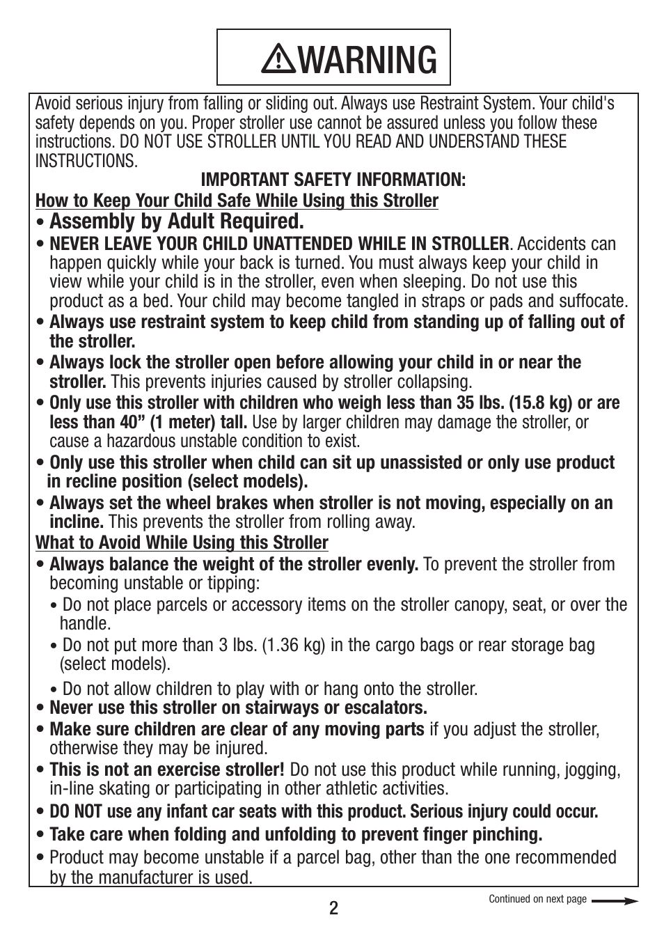 Ƽwarning, Assembly by adult required | Jeep S58J-T-R2 User Manual | Page 2 / 27
