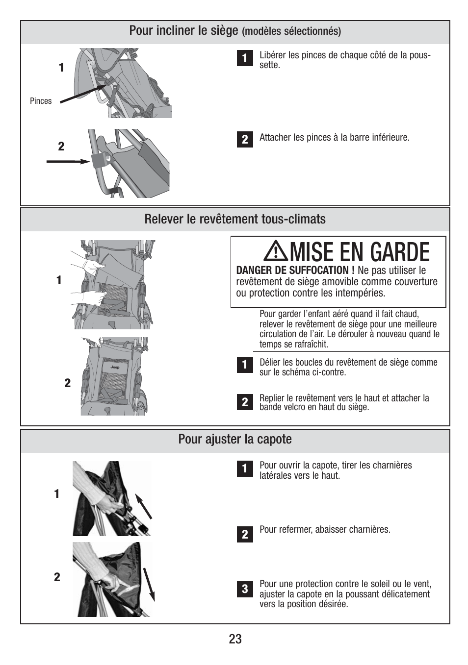 Ƽmise en garde | Jeep S58J-T-R2 User Manual | Page 23 / 27